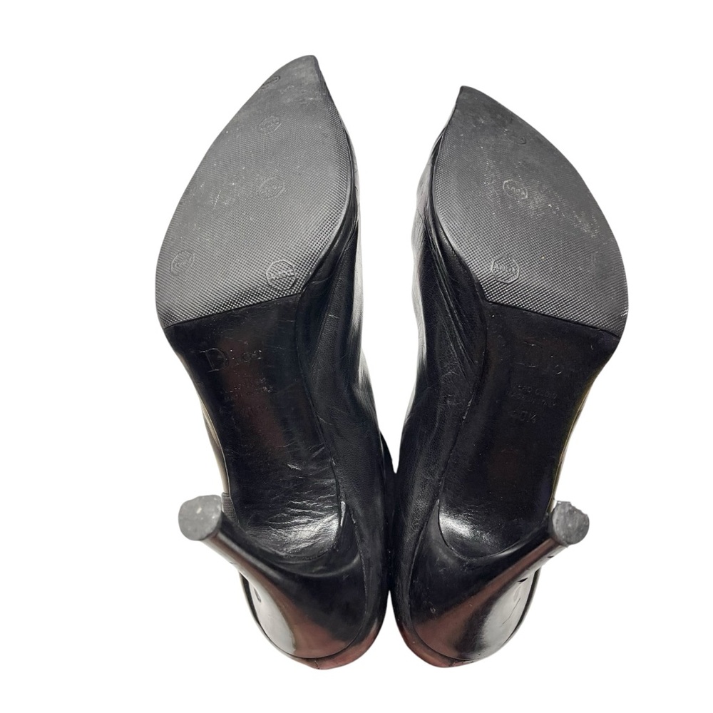 Dior Black Leather Pointed Toe Ankle Boots - Picture 8 of 11